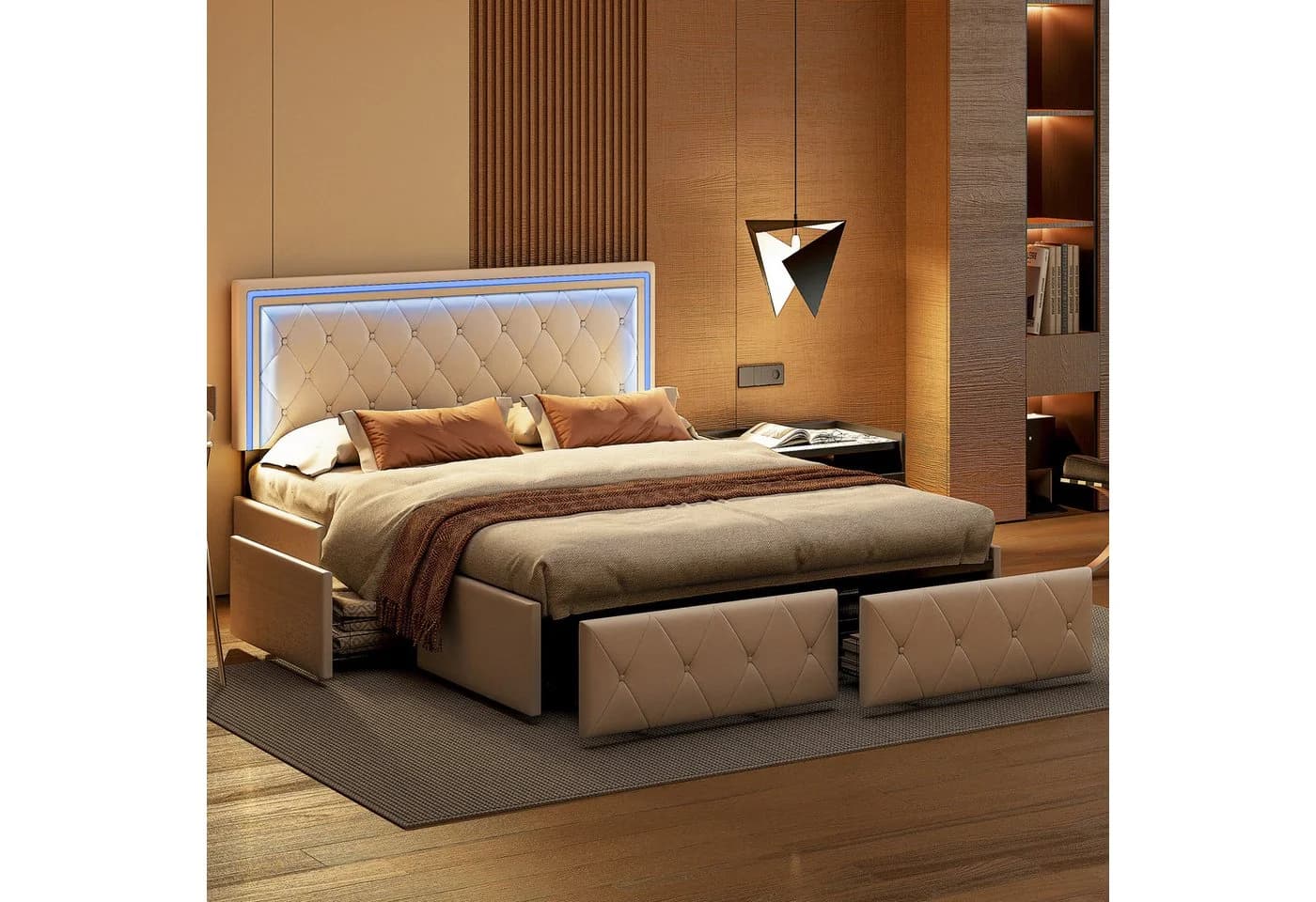 Simurq Stauraumbett 140x200 mit LED und 4 Schubladen - Bild 2