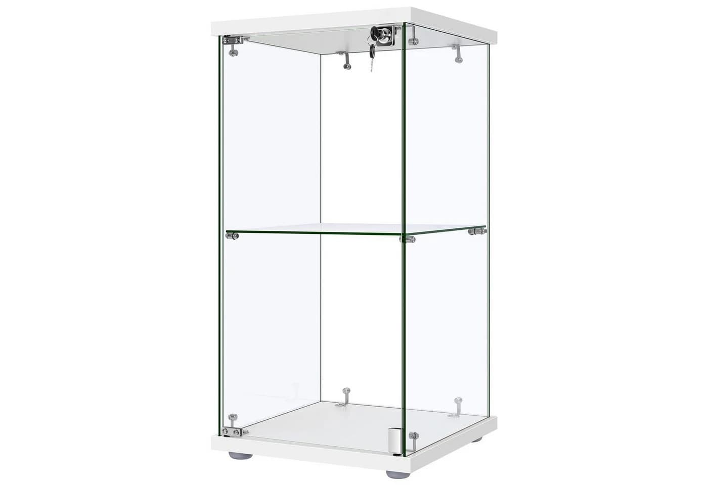 Simurq Glasvitrine Standvitrine mit LED und Schloss Weiß - Bild 4