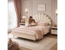 Simurq Polsterbett Beige Samt Blumenkopfteil Bild 2