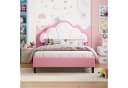 Simurq Kinderbett Rosa Samt mit LED Beleuchtung und verstellbarem Kopfteil Bild 3
