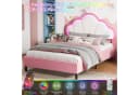 Simurq Kinderbett Rosa Samt mit LED Beleuchtung und verstellbarem Kopfteil Bild 5