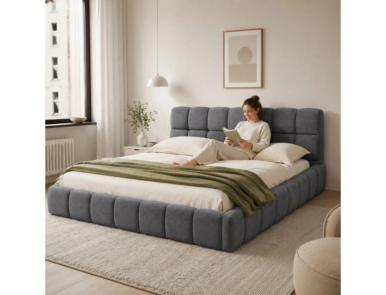 Simurq Polsterbett 140x200 Beige mit Lattenrost - Bild 2