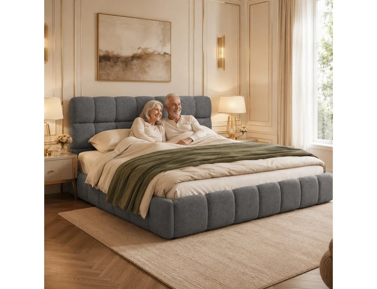 Simurq Polsterbett 140x200 Beige mit Lattenrost - Bild 3