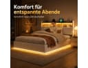 Simurq Polsterbett 140x200 cm mit Bettkasten, LED & USB, Grau Samt Bild 3