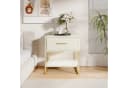 Simurq Nachttisch Samt Beige Gold Metallrahmen LED Bild 1