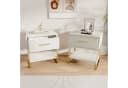 Simurq Nachttisch Samt Beige Gold Metallrahmen LED Bild 2