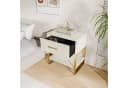 Simurq Nachttisch Samt Beige Gold Metallrahmen LED Bild 3