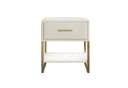 Simurq Nachttisch Samt Beige Gold Metallrahmen LED Bild 4
