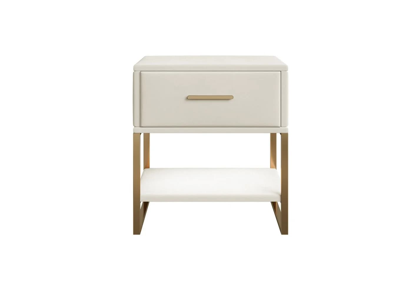 Simurq Nachttisch Samt Beige Gold Metallrahmen LED - Bild 4