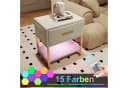 Simurq Nachttisch Samt Beige Gold Metallrahmen LED Bild 5