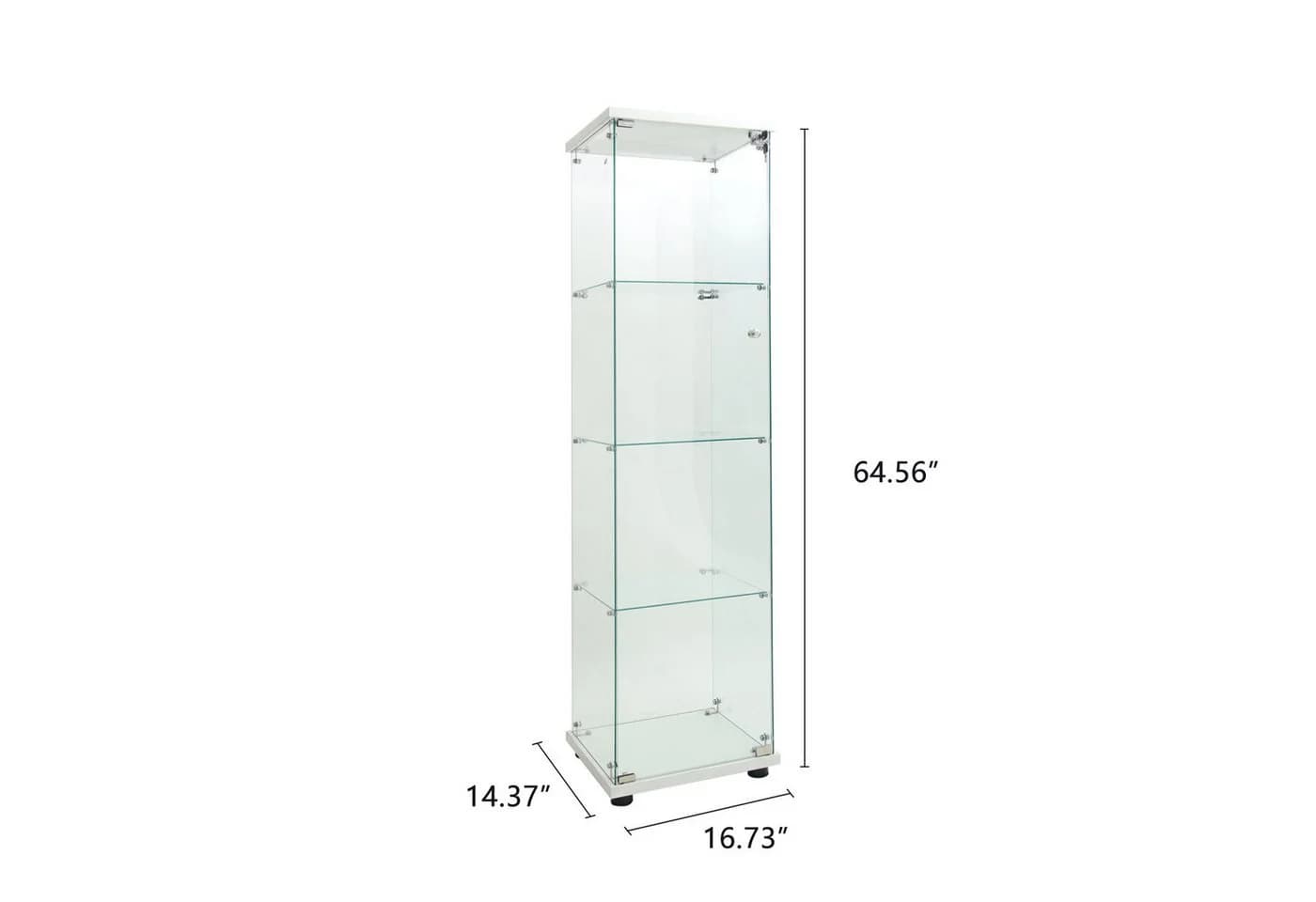 Simurq Glasvitrine mit LED Beleuchtung Standvitrine Glastür Schloss Weiß
