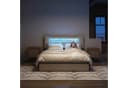 Simurq Polsterbett 140x200 Samt Beige/Grau mit LED & Stauraum Bild 1