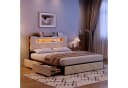 Simurq Polsterbett 140x200 Samt Beige/Grau mit LED & Stauraum Bild 2
