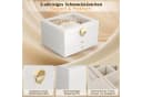 POPOLIC Schmuckkassette 3-stöckig Weiß Beige Gold mit Sichtfenster Bild 4