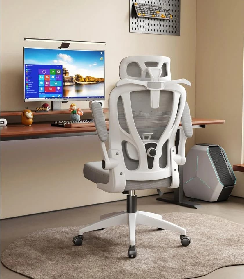 POPOLIC Ergonomischer Bürostuhl Schwarz-Weiß Netzgewebe - Bild 2