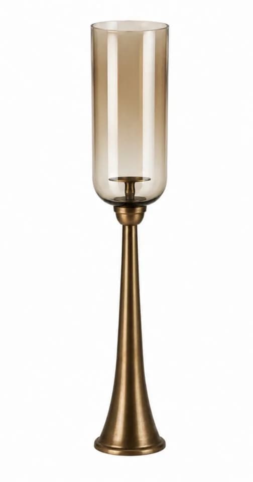 finehomegarden Bodenwindlicht Kerzenständer Säule Bronze mit Glas Hurricane - Bild 2