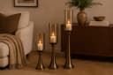 finehomegarden Bodenwindlicht Kerzenständer Säule Bronze mit Glas Hurricane Bild 3