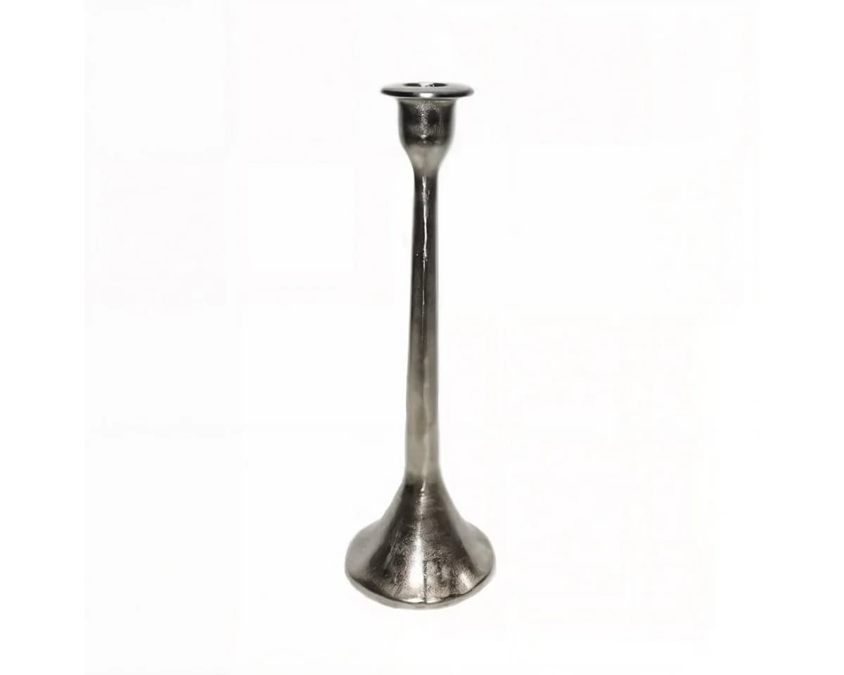 finehomegarden Kerzenständer Nickel 28/35 cm Trumpet Base Metall