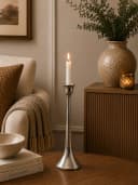 finehomegarden Kerzenständer Nickel 28/35 cm Trumpet Base Metall Bild 3