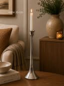 finehomegarden Kerzenständer Nickel 28/35 cm Trumpet Base Metall Bild 5