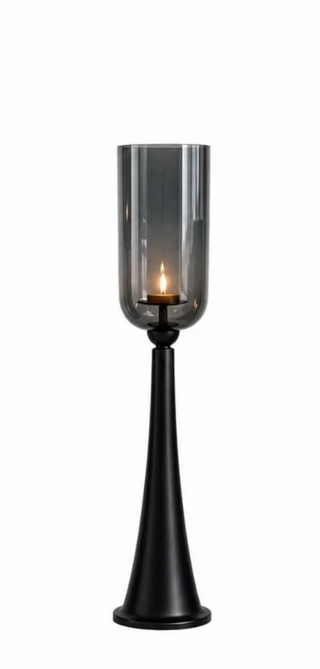 finehomegarden Bodenwindlicht Kerzenständer Schwarz Glas 93cm - Bild 2