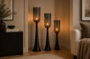 finehomegarden Bodenwindlicht Kerzenständer Schwarz Glas 93cm Bild 3