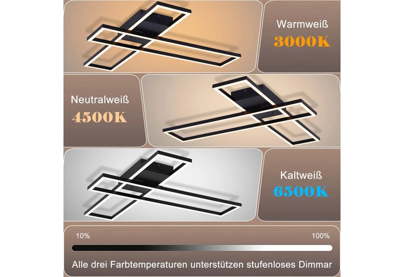 ZMH LED Deckenleuchte 56W/42W Schwarz Dimmbar Memory-Funktion - Bild 4
