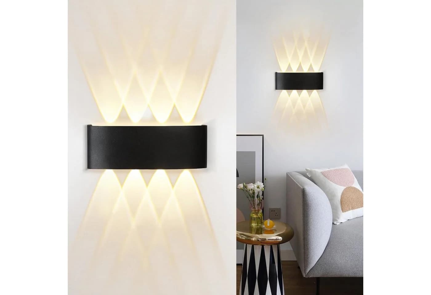 ZMH LED Wandleuchte Außenwandleuchte Schwarz Up Down 7W Wandstrahler Wand Treppenhaus