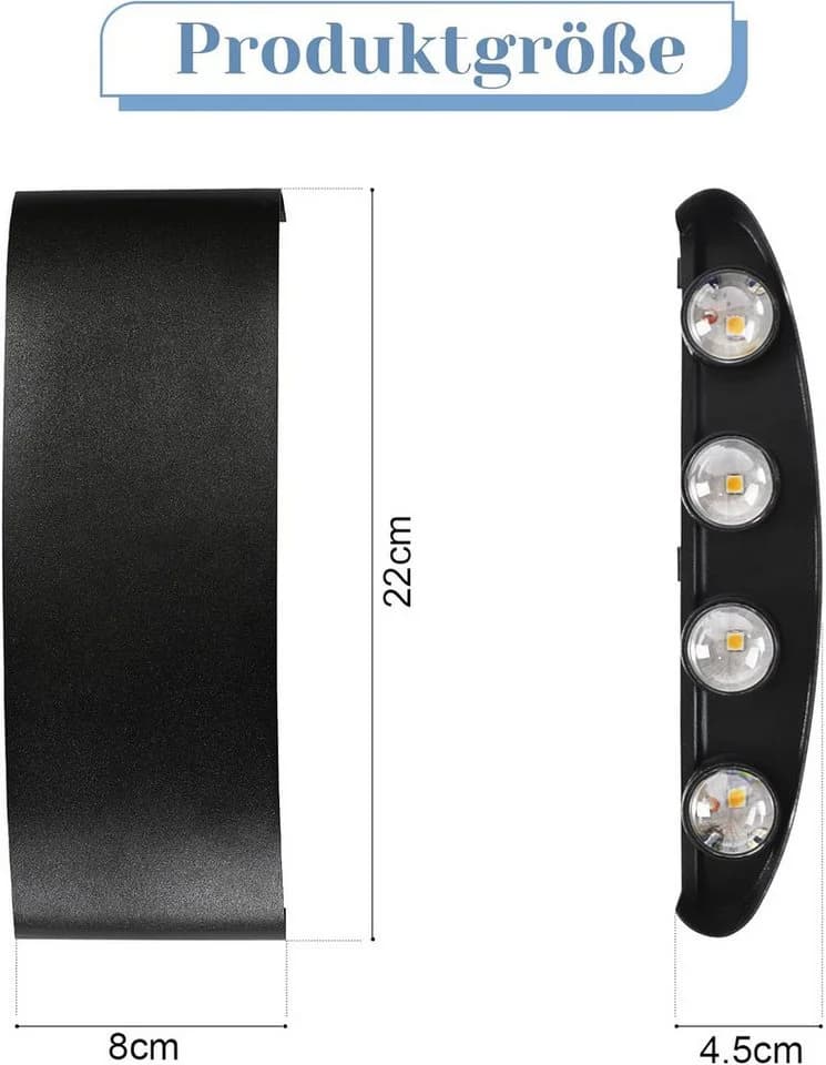 ZMH LED Wandleuchte Außenwandleuchte Schwarz Up Down 7W Wandstrahler Wand Treppenhaus - Bild 4