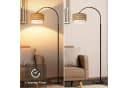 ZMH Stehlampe Boho Rattan Bogenlampe E27 LED dimmbar Bild 5