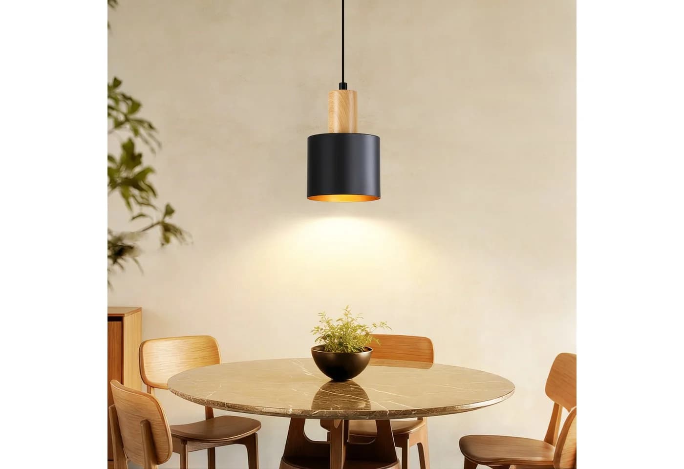 ZMH Pendelleuchte Esszimmer Schwarz Gold Vintage Industrielampe E27