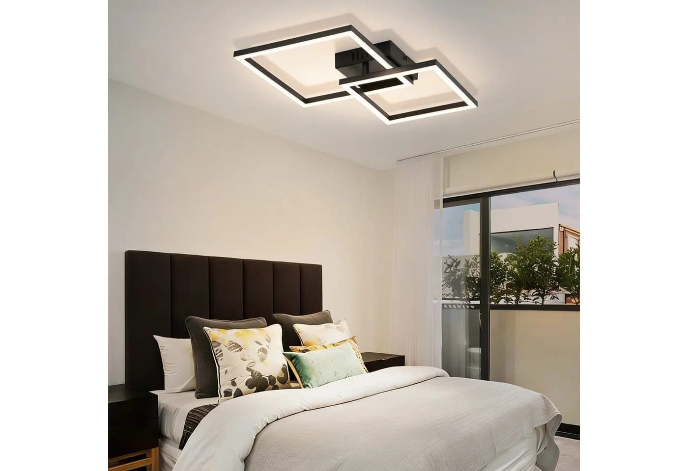 ZMH LED Deckenleuchte Wohnzimmer Quadratisch Schwarz - Bild 3