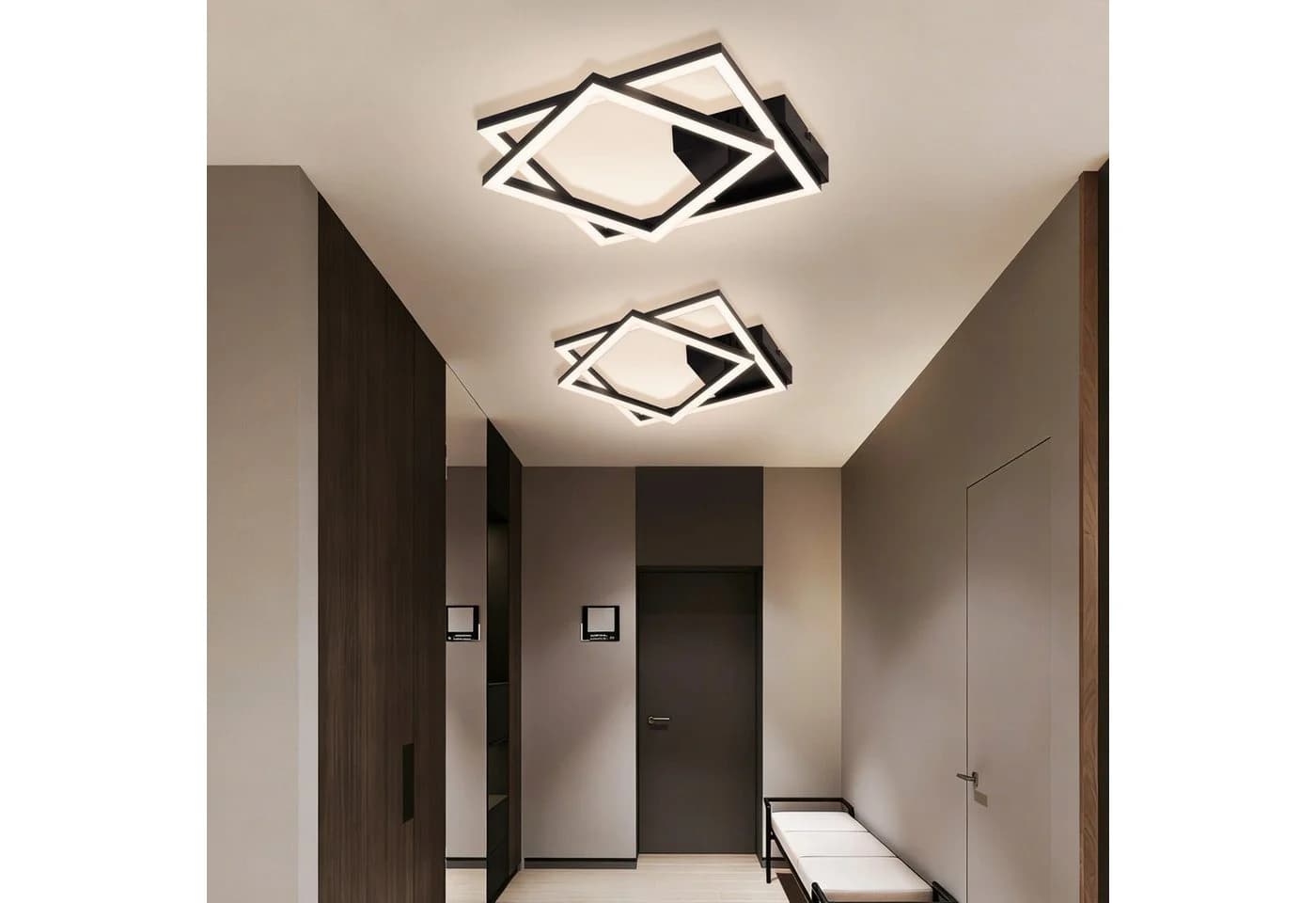 ZMH LED Deckenleuchte Wohnzimmer Quadratisch Schwarz - Bild 4