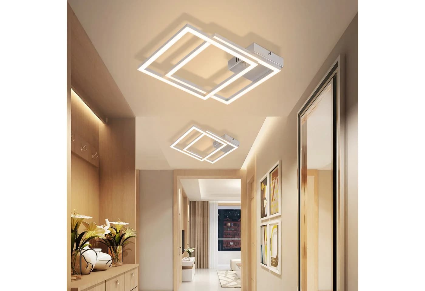 ZMH LED Deckenleuchte Modern Schwarz Quadratisch Drehbar 3000K - Bild 3
