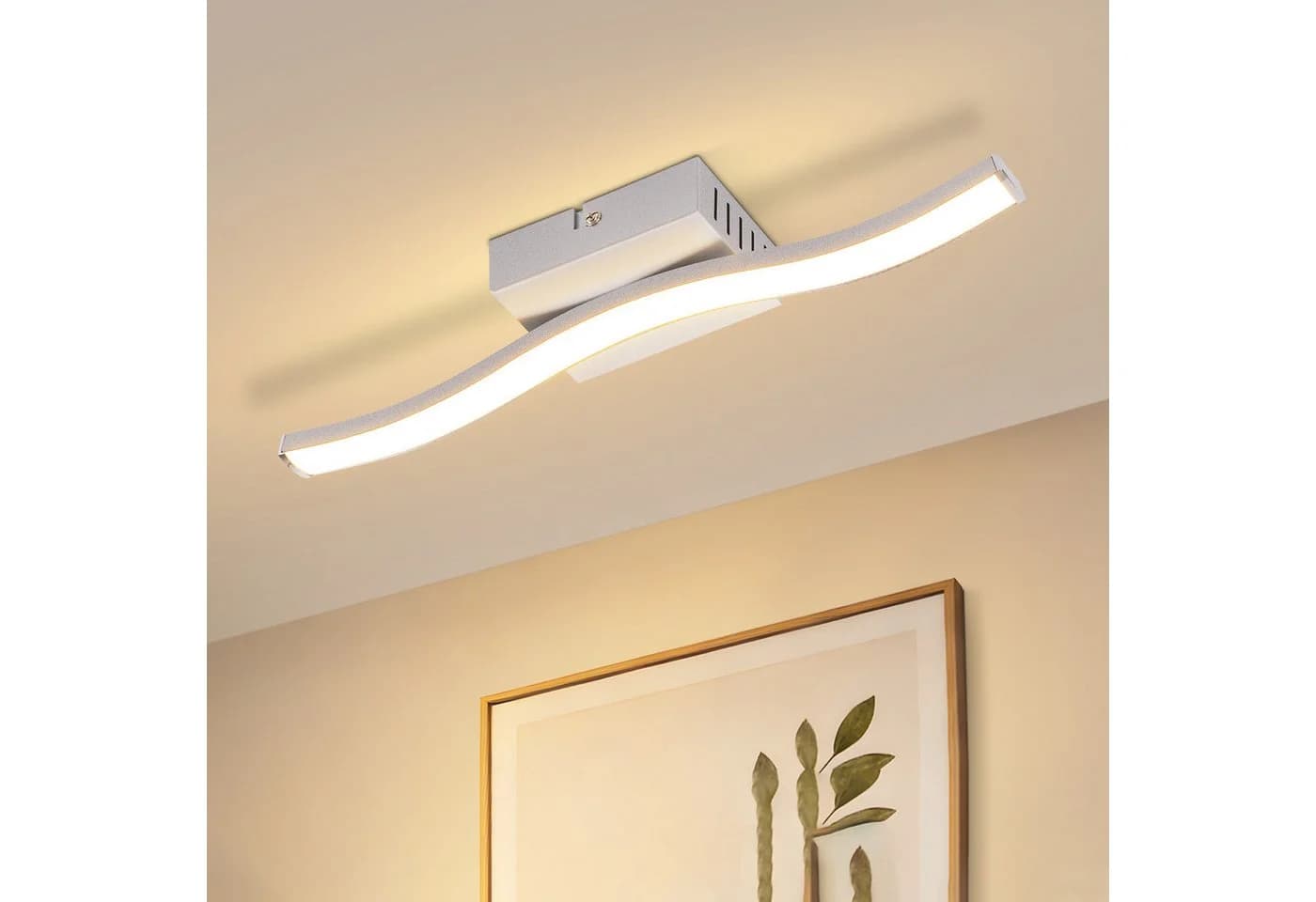 ZMH LED Deckenleuchte Modern Schwarz Silber Wellen Design 3000K - Bild 2