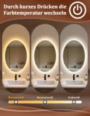ZMH LED Badspiegel Oval mit Beleuchtung, Touch-Schalter & Entfogger Bild 1