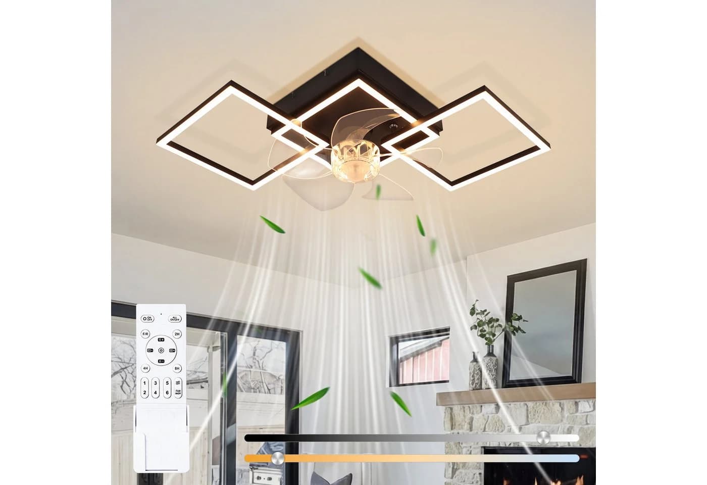 ZMH Deckenventilator mit Beleuchtung Schwarz Dimmbar Fernbedienung - Bild 2