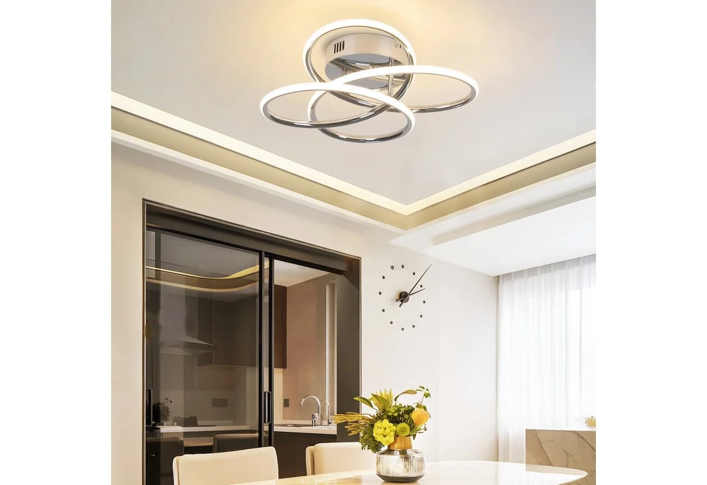 ZMH LED Deckenleuchte Butterfly 41cm Dimmbar Fernbedienung Silber