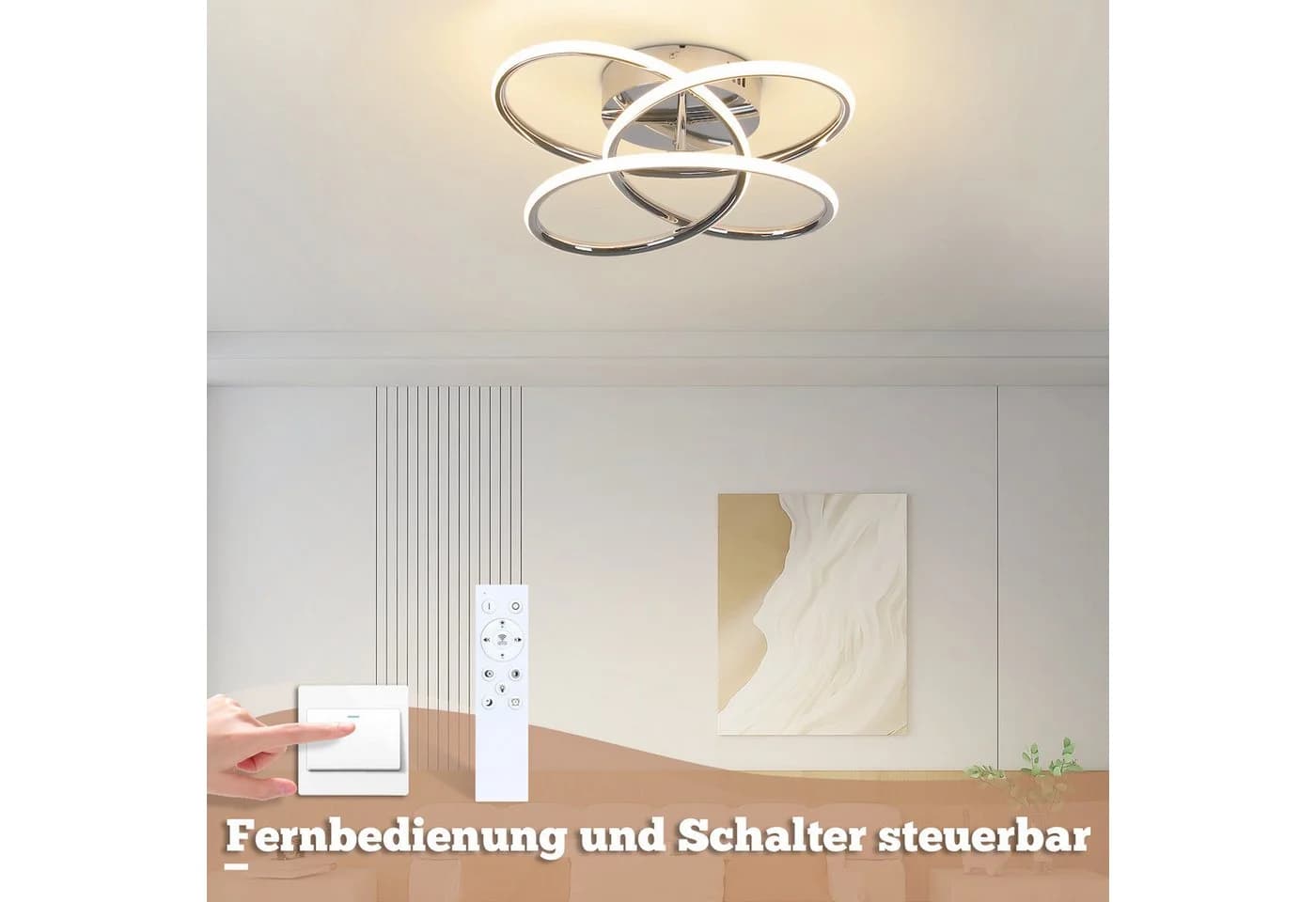 ZMH LED Deckenleuchte Butterfly 41cm Dimmbar Fernbedienung Silber - Bild 3