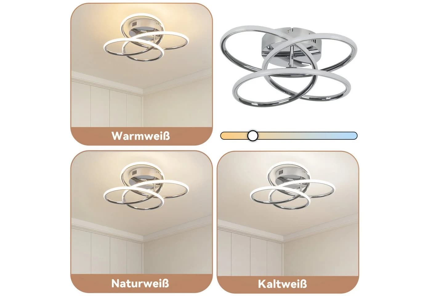 ZMH LED Deckenleuchte Butterfly 41cm Dimmbar Fernbedienung Silber - Bild 5