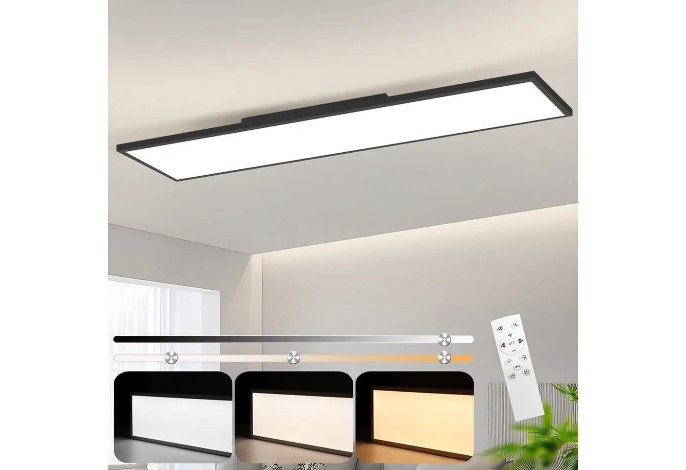 ZMH LED Deckenleuchte Dimmbar Schwarz Aluminium - Bild 2