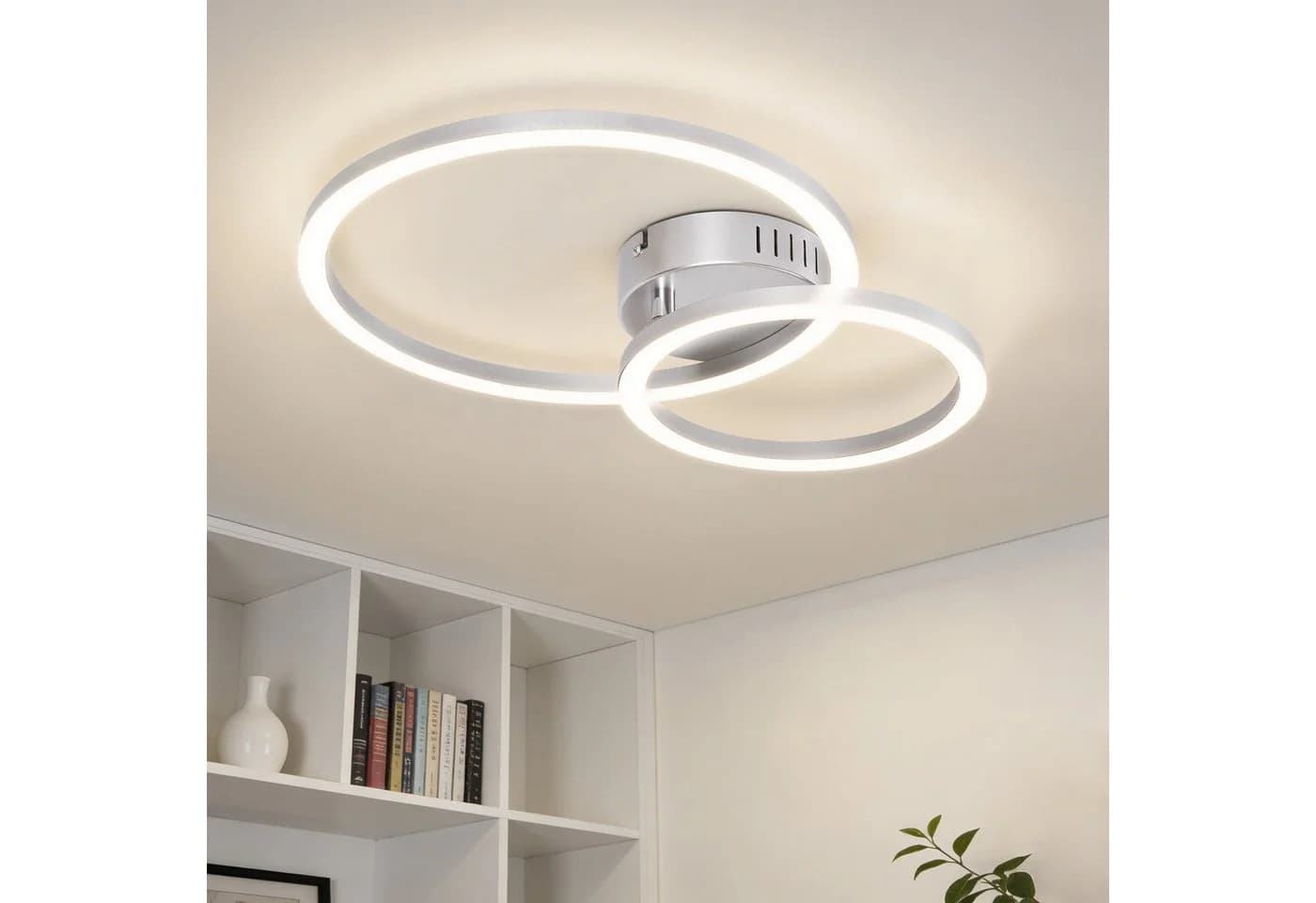 ZMH LED Deckenleuchte 23W Weiß Silber Modern 2-Ringe Design - Bild 2