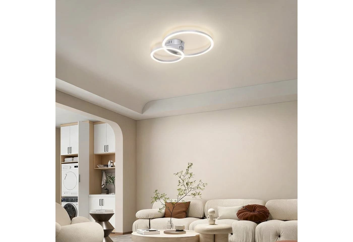 ZMH LED Deckenleuchte 23W Weiß Silber Modern 2-Ringe Design - Bild 5