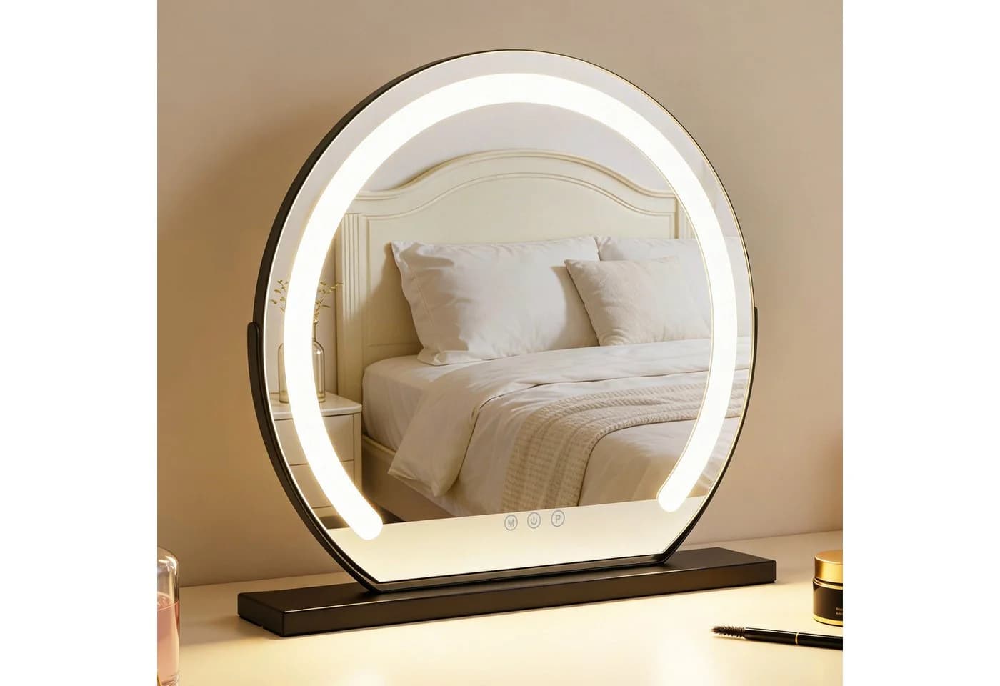 ZMH Schminkspiegel mit LED-Beleuchtung, dimmbar, Touch, Memory-Funktion, Schwarz - Bild 2