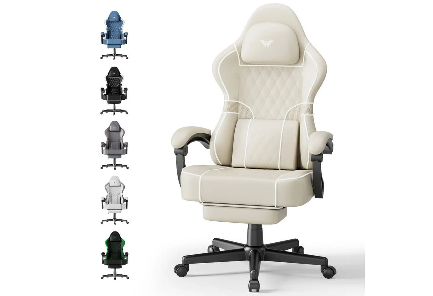 Huracan Gaming-Stuhl Ergonomisch mit verstellbarer Kopfstütze und Lendenkissen - Bild 2