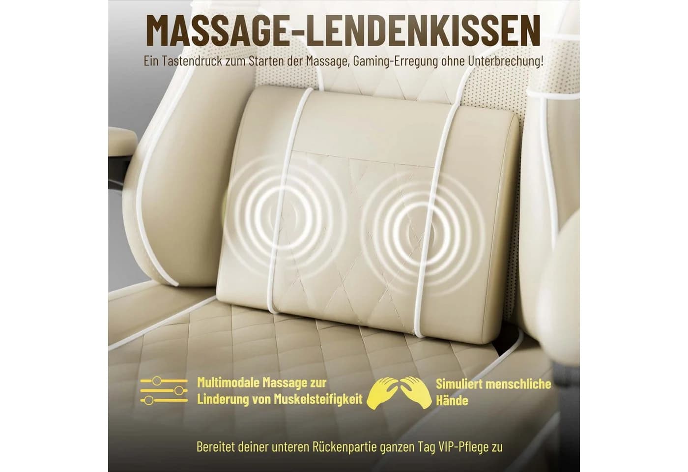 Huracan Gaming-Stuhl Ergonomisch mit verstellbarer Kopfstütze und Lendenkissen - Bild 5