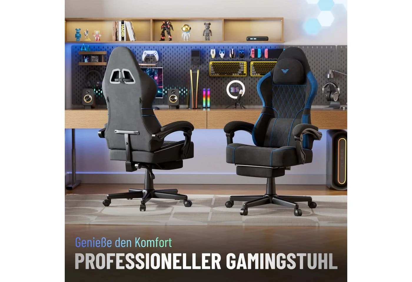 Huracan Gaming-Stuhl mit verstellbarer Kopfstütze und Lendenkissen, Ergonomisch - Bild 3