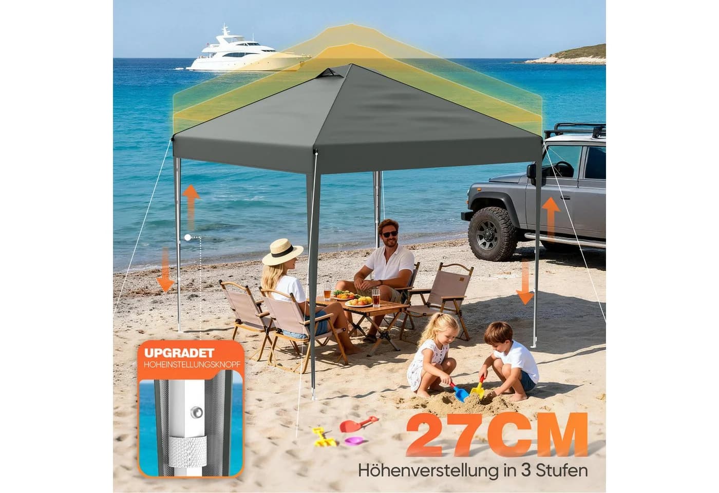 Huracan Faltpavillon Pop Up wasserdicht Anthrazit - Bild 5