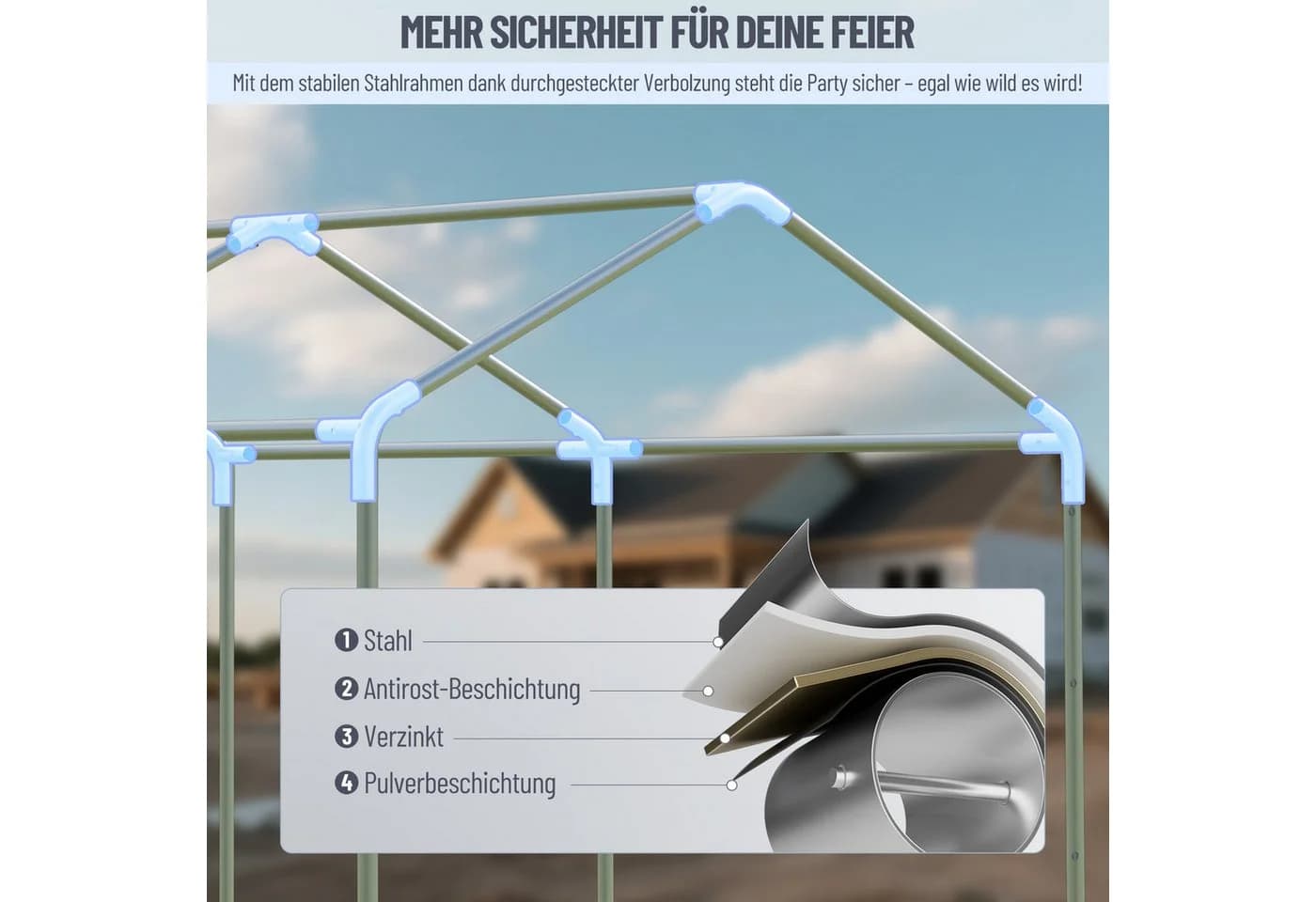 Ferghana Pavillon 3x4m Partyzelt Weiß Wasserdicht UV-beständig - Bild 5