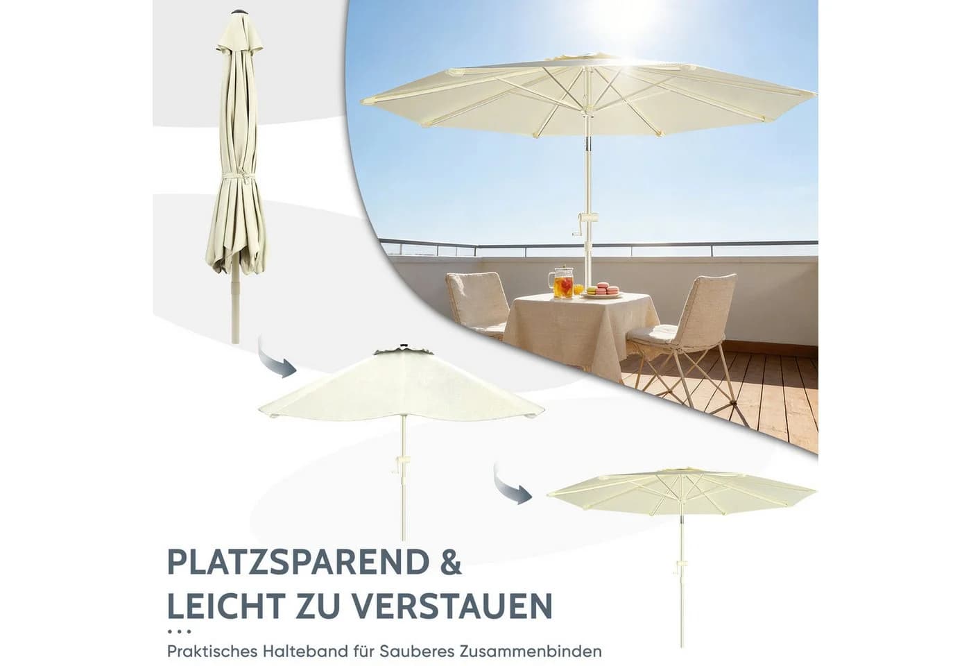 Huracan Sonnenschirm Neigbar Anthrazit/Beige Aluminium